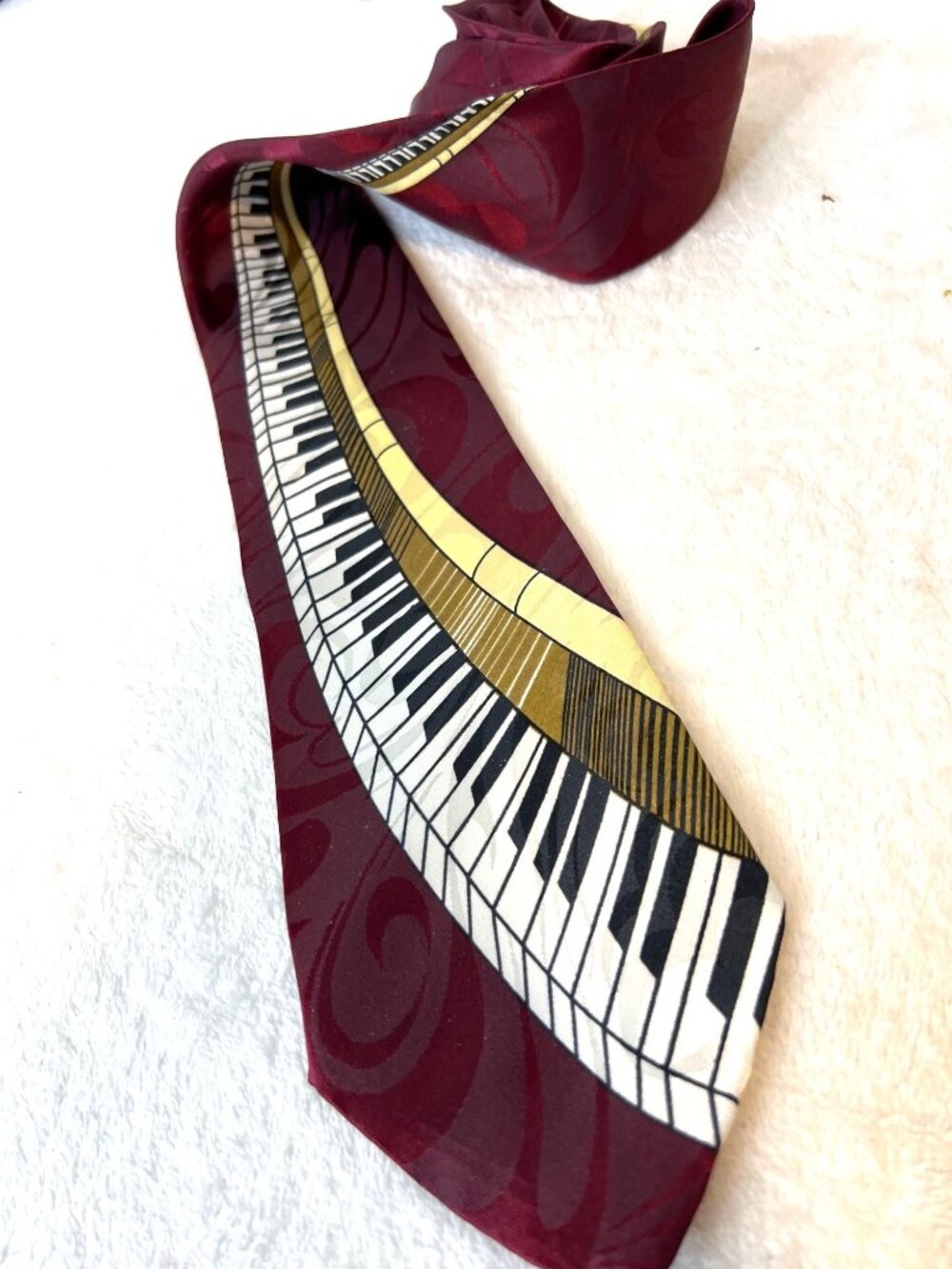 Renaissance Tie Piano Keys Keyboard Abstract Musician Artist Neck Tie Burgundy